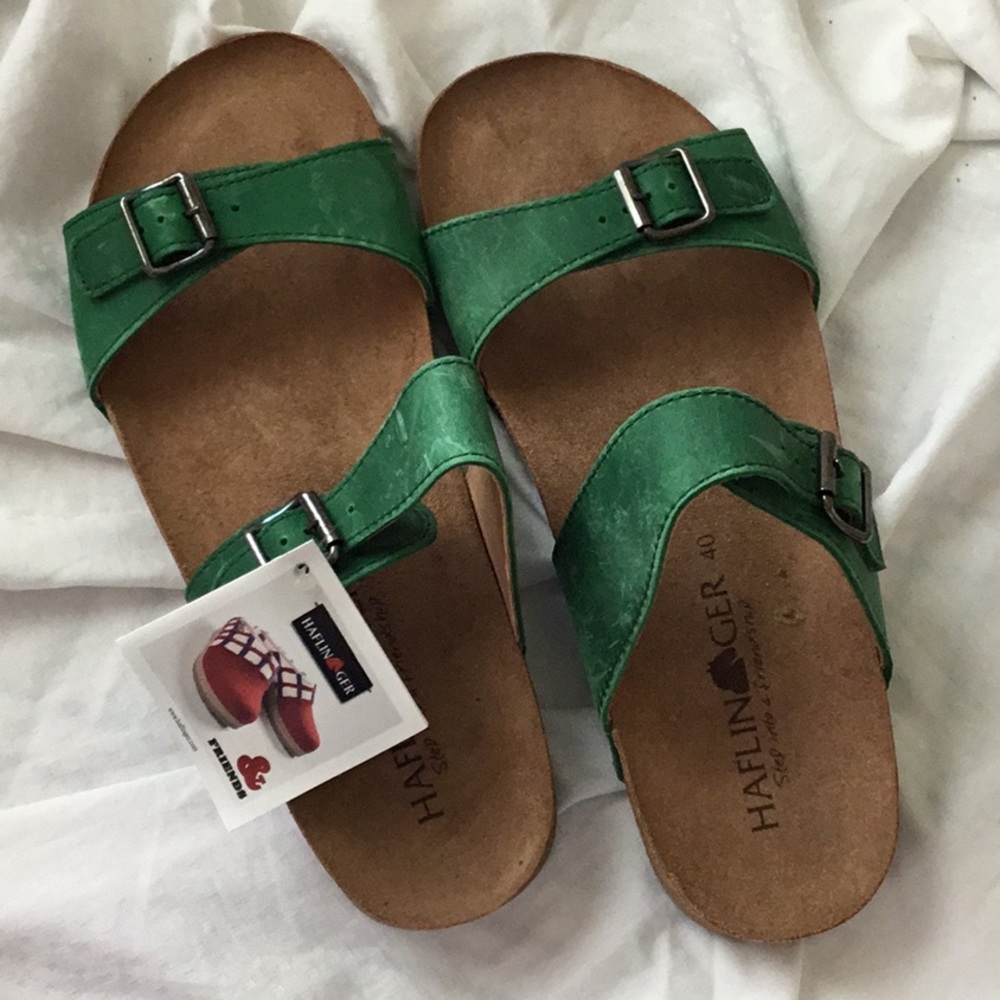 Halflinger Emerald Green Sandals NWT